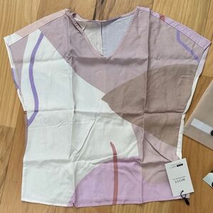 SX - NEW with Tags - Pink and Purple Abstract Blouse - Linen and Lyocell Blend